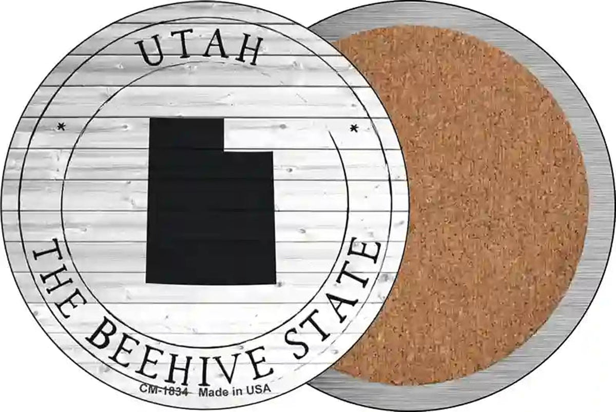 Utah Beehive State Novelty Circle Coaster Set of 4
