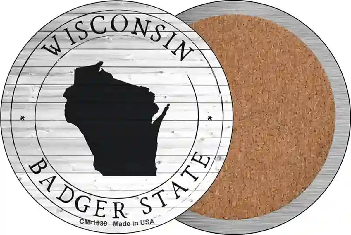 Wisconsin Badger State Novelty Circle Coaster Set of 4