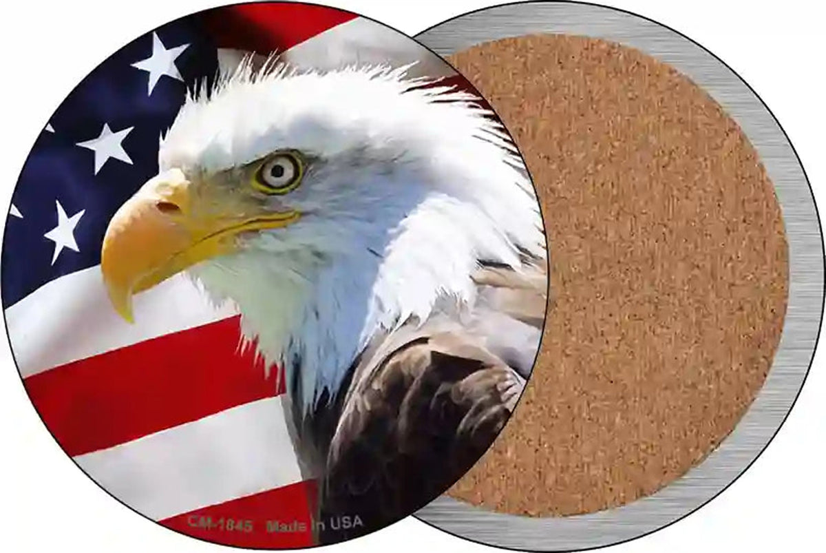Eagle American Flag Novelty Circle Coaster Set of 4