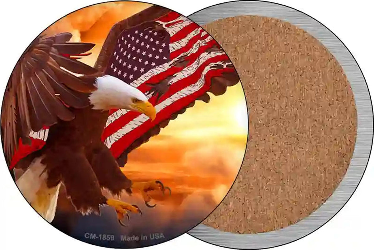 Eagle American Flag Wing Novelty Circle Coaster Set of 4