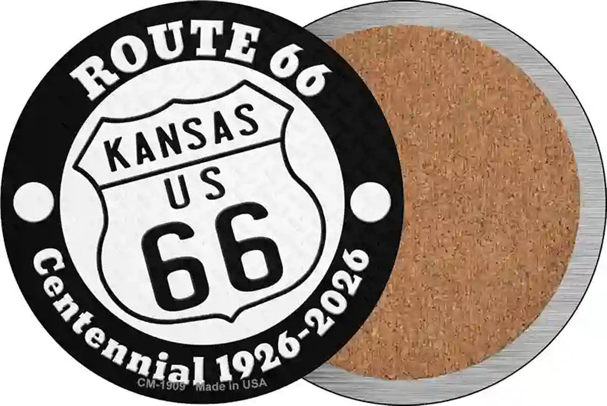 Kansas Route 66 Centennial Novelty Circle Coaster Set of 4