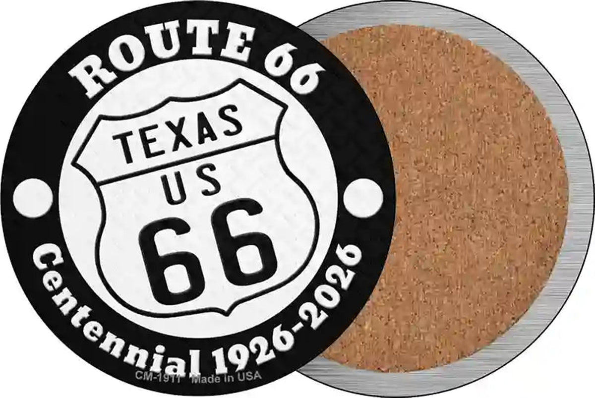 Texas Route 66 Centennial Novelty Circle Coaster Set of 4
