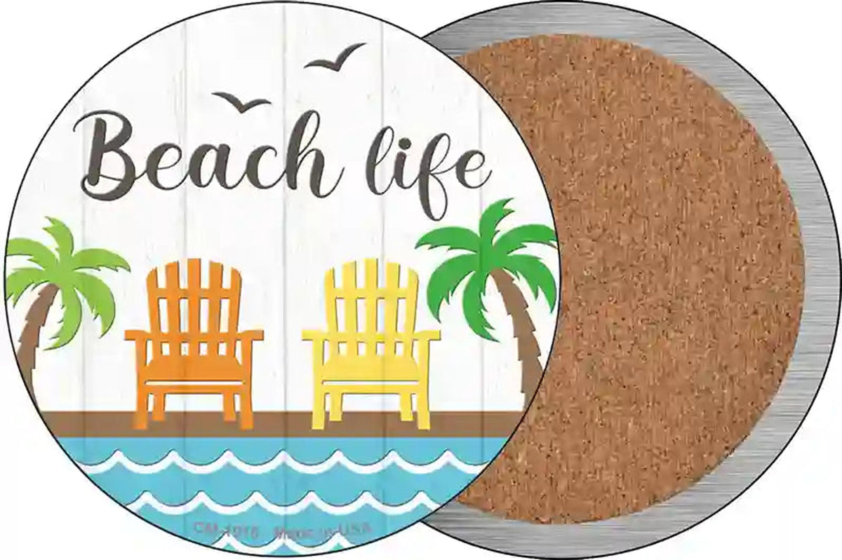Beach Life Novelty Circle Coaster Set of 4
