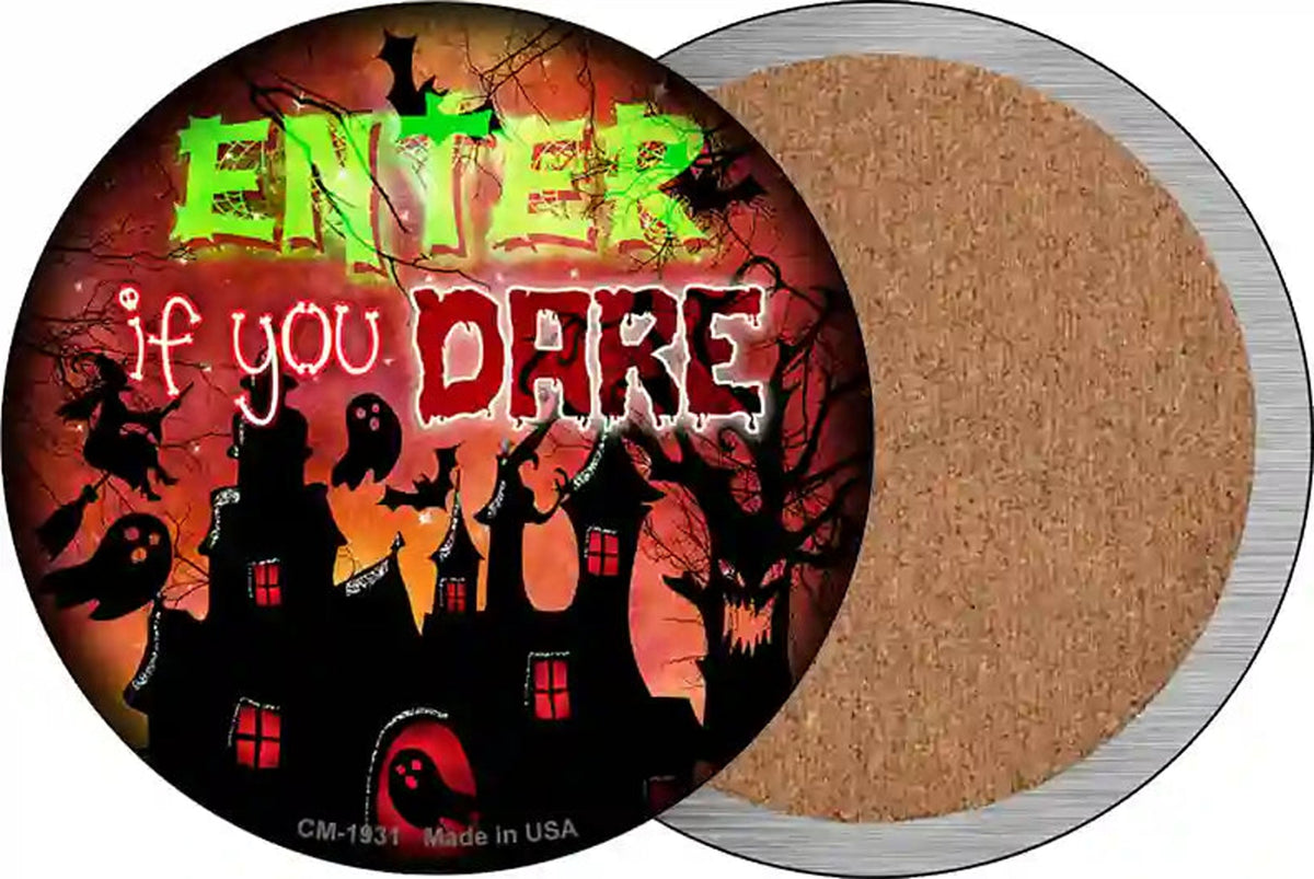 Enter If You Dare Haunted House Novelty Circle Coaster Set of 4