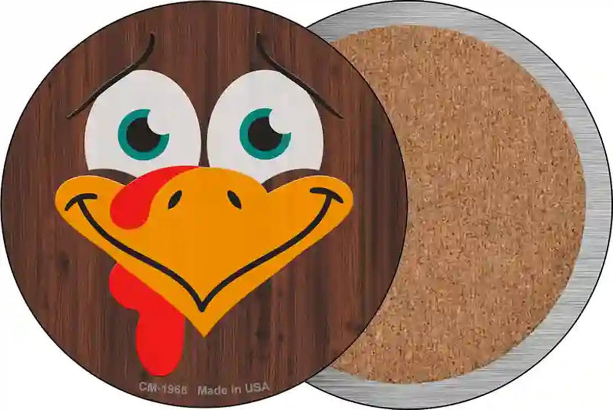 Turkey Face Novelty Circle Coaster Set of 4