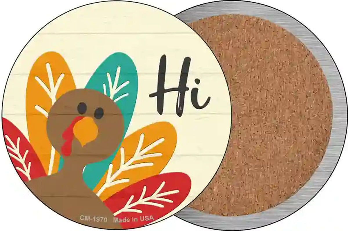 Turkey Says Hi Novelty Circle Coaster Set of 4