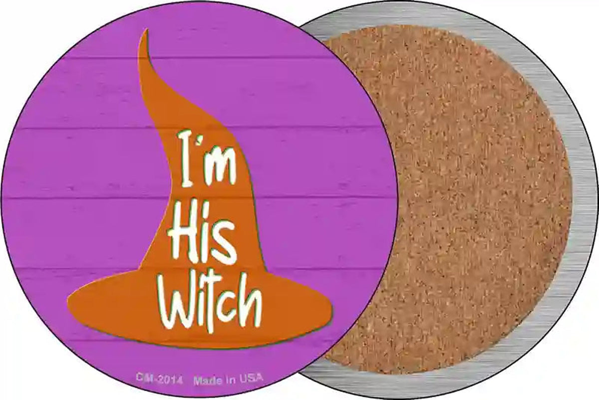 Im His Witch Pink Novelty Circle Coaster Set of 4
