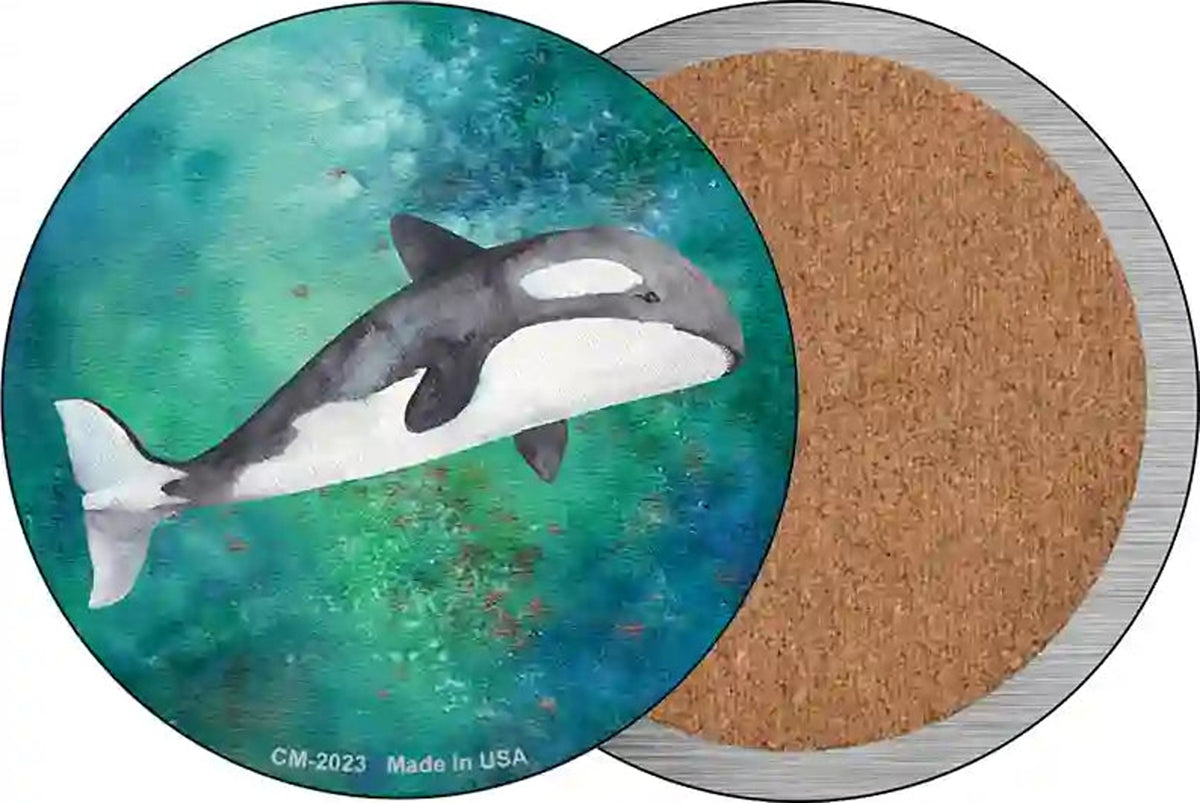 Whale Aqua Novelty Circle Coaster Set of 4