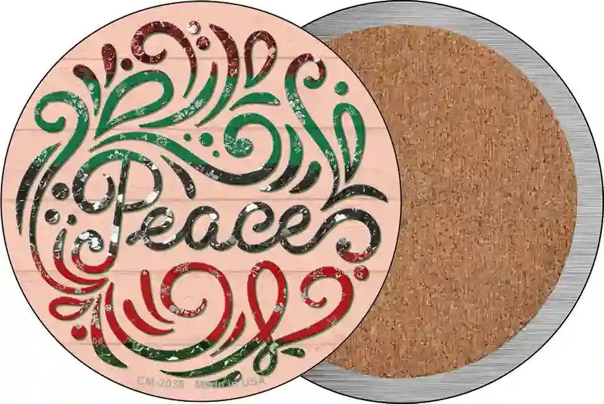 Peace Christmas Novelty Circle Coaster Set of 4