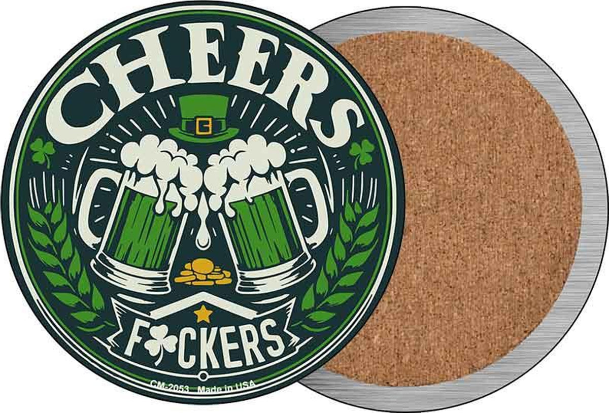 Cheers Fuckers Novelty Circle Coaster Set of 4