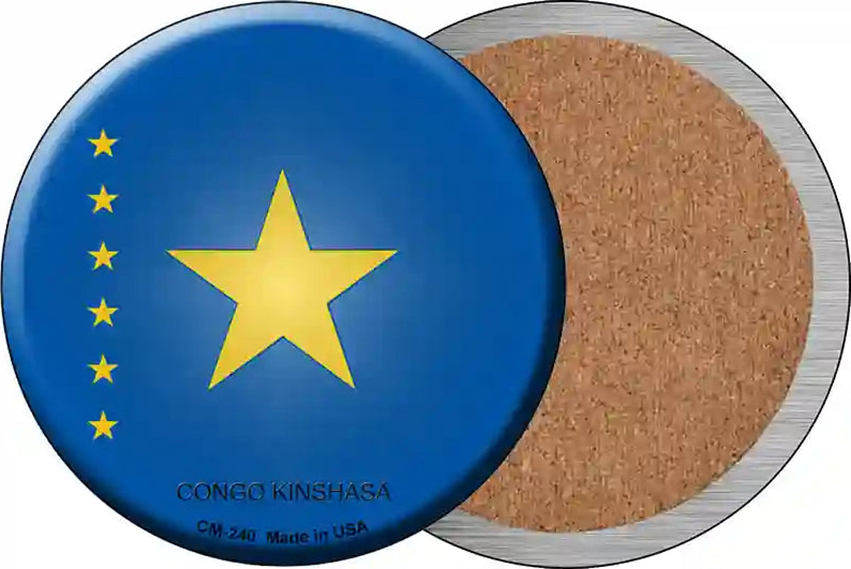 Congo Kinshasa Country Novelty Circle Coaster Set of 4