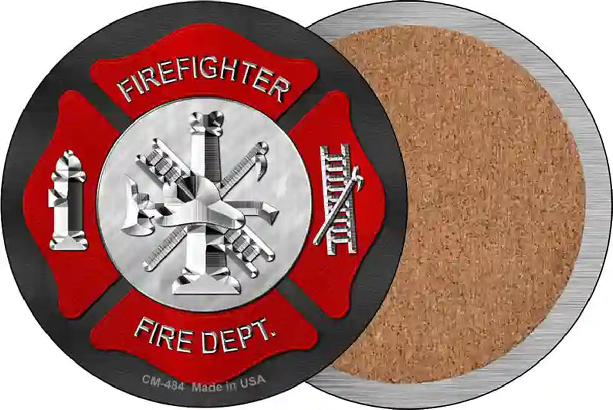 Firefighter Novelty Circle Coaster Set of 4