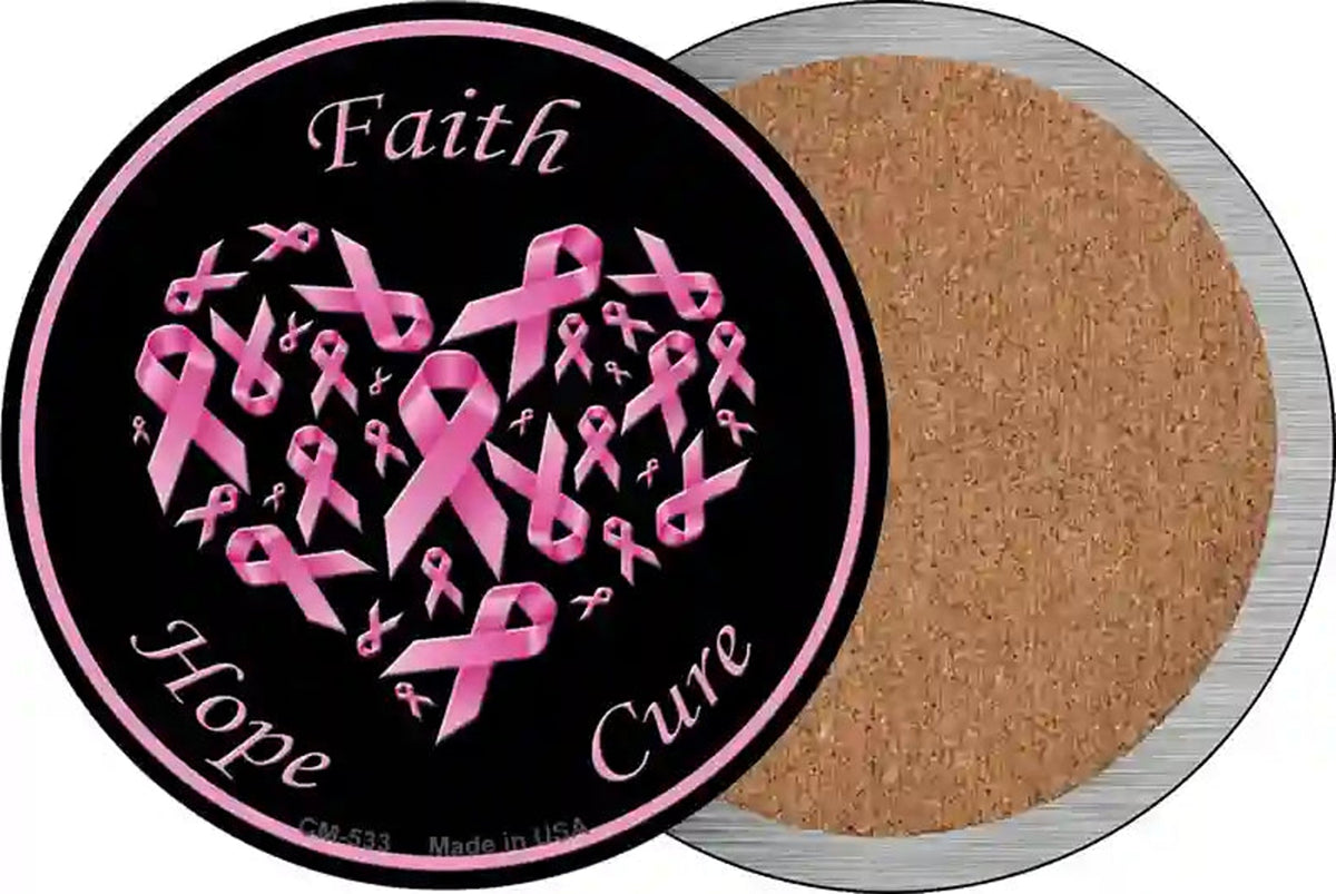 Faith Hope Cure Novelty Circle Coaster Set of 4