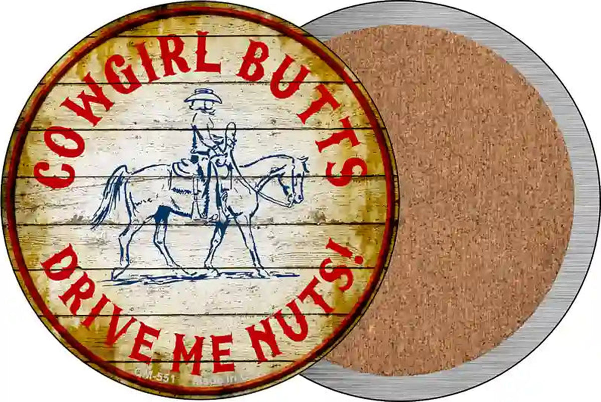 Cowgirl Butts Novelty Circle Coaster Set of 4