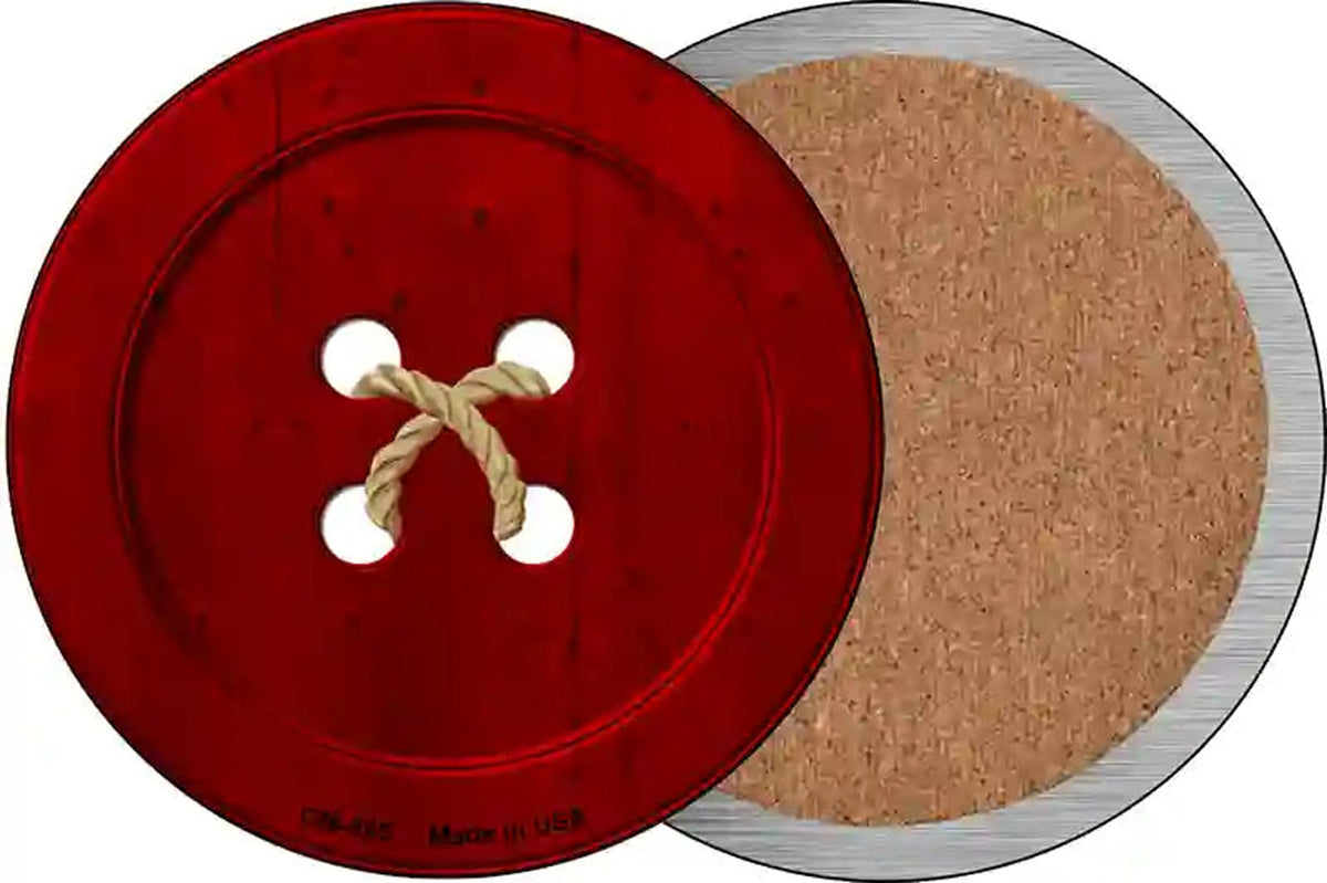 Red Button Novelty Circle Coaster Set of 4