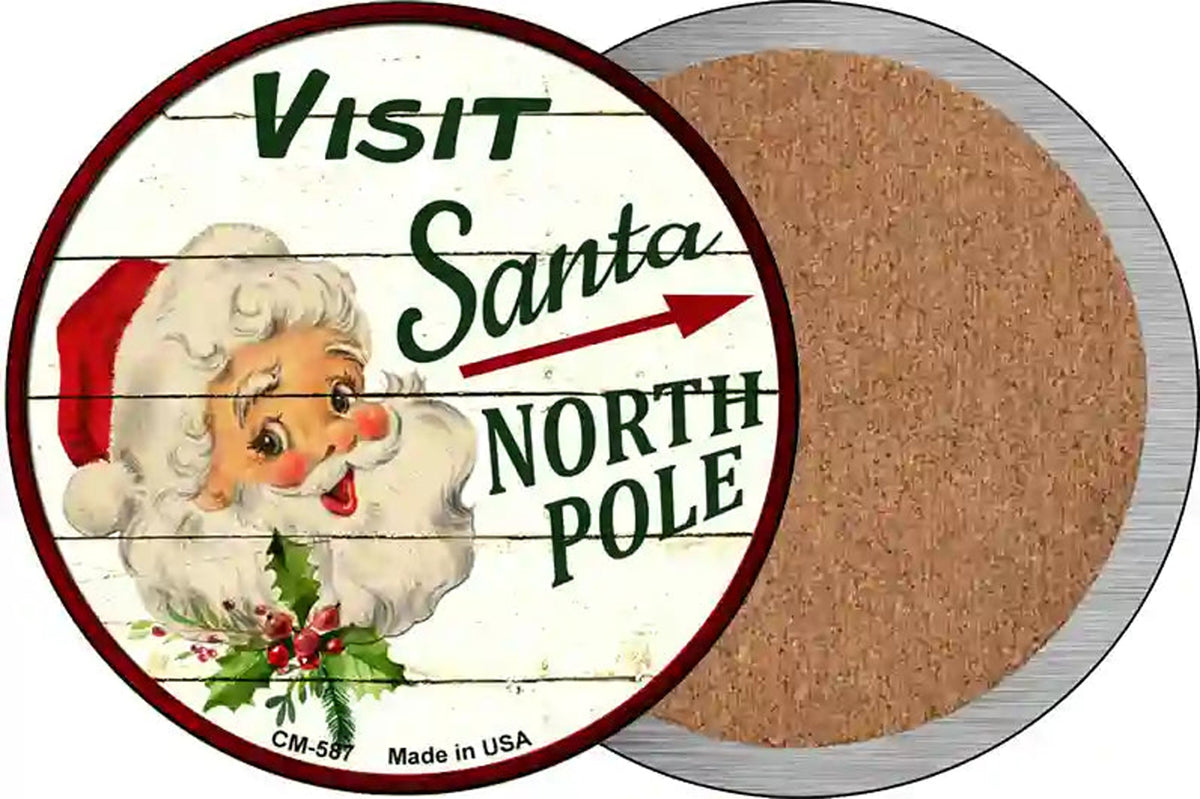 Visit Santa Novelty Circle Coaster Set of 4