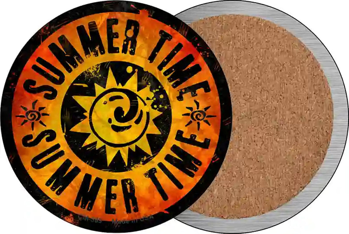 Summer Time Novelty Circle Coaster Set of 4