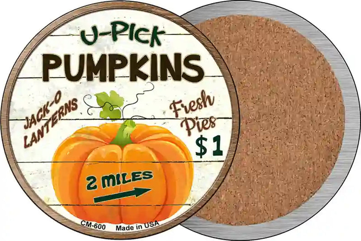 U Pick Pumpkins Novelty Circle Coaster Set of 4