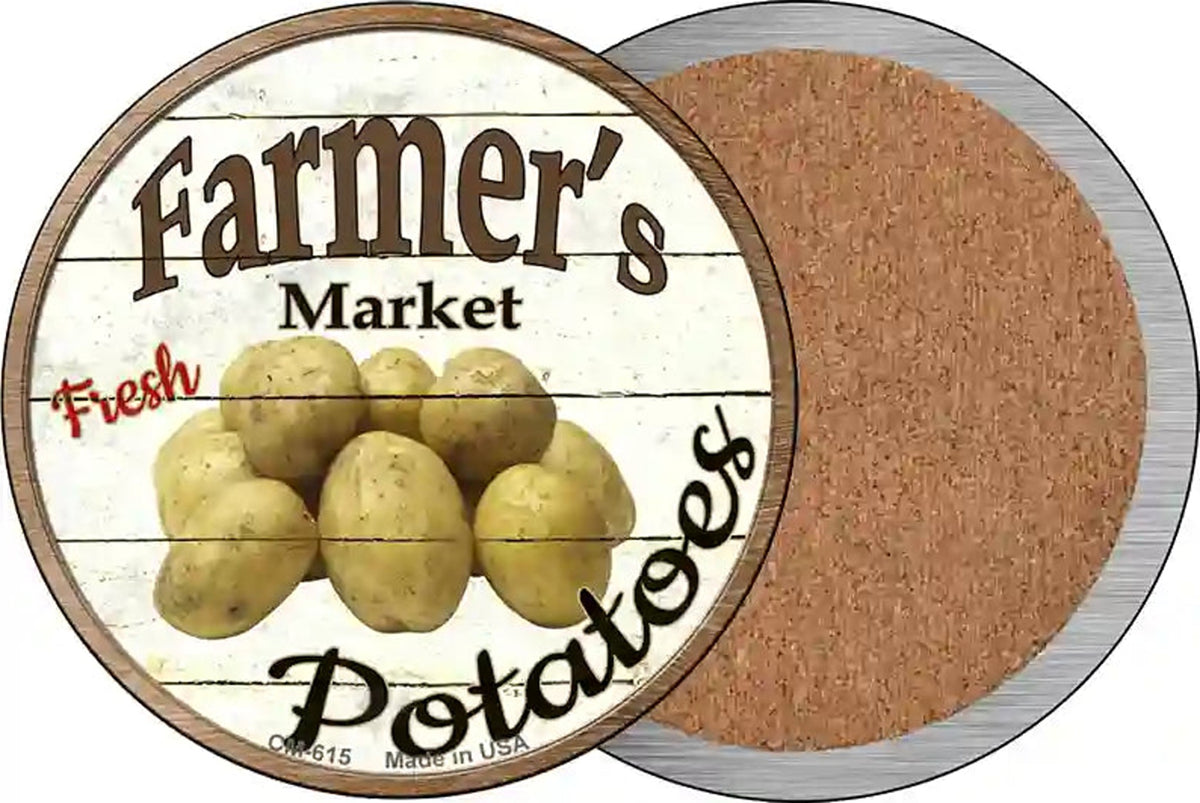 Farmers Market Potatoes Novelty Circle Coaster Set of 4