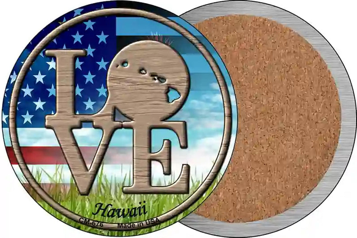 Love Hawaii Novelty Circle Coaster Set of 4
