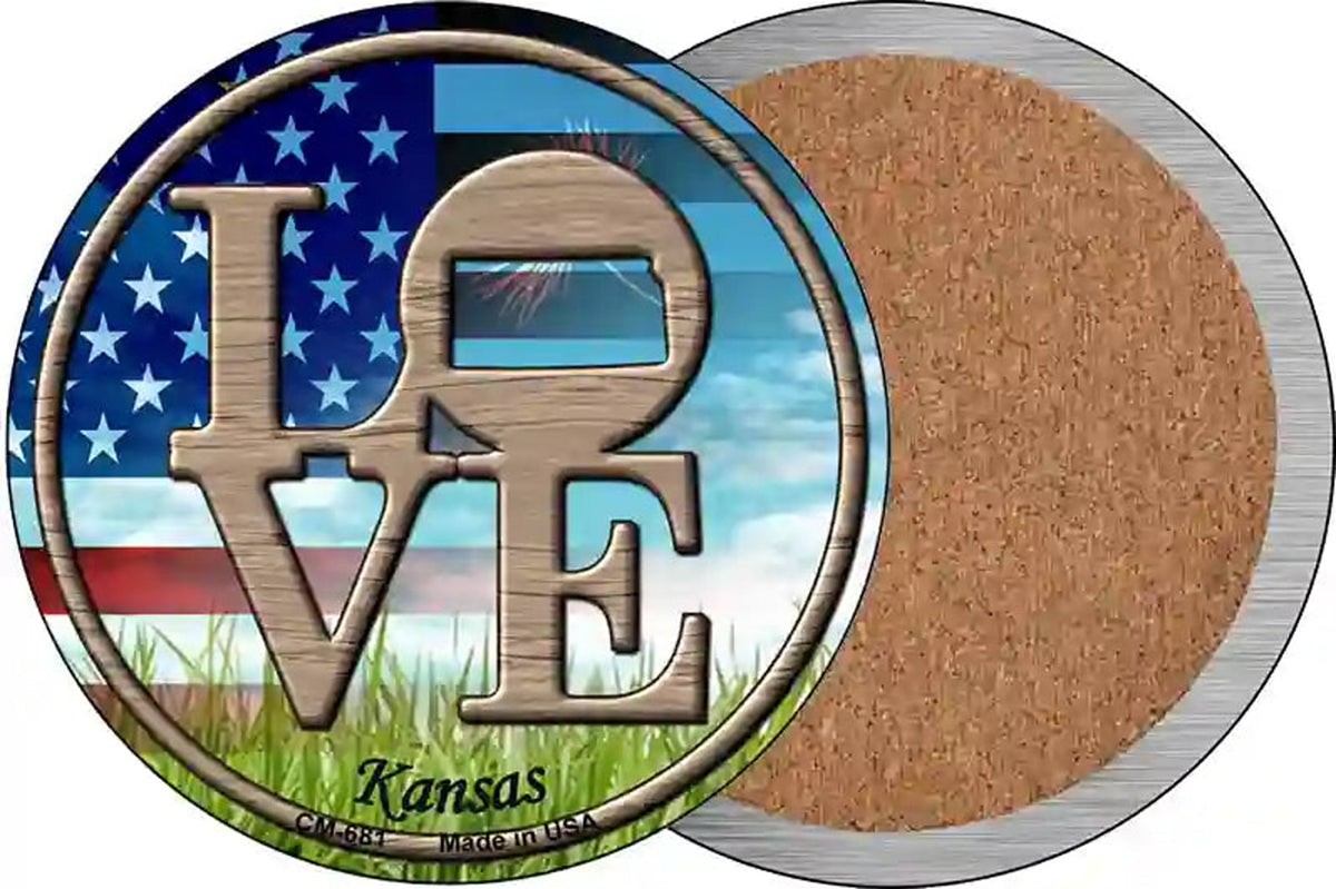 Love Kansas Novelty Circle Coaster Set of 4