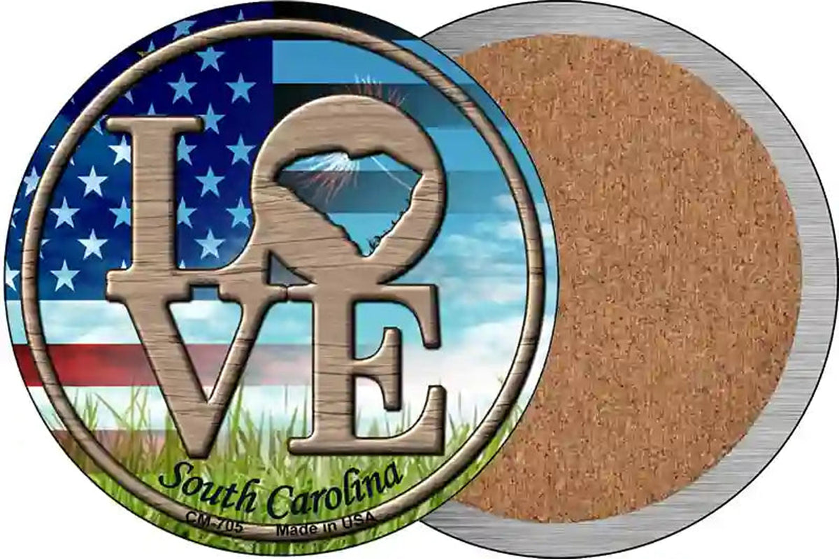 Love South Carolina Novelty Circle Coaster Set of 4