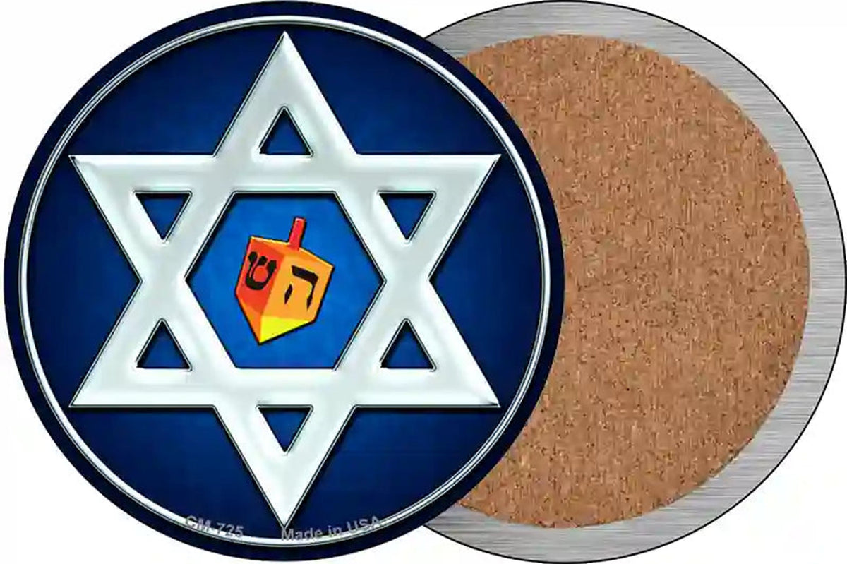 Hanukkah Star And Dreidel Novelty Circle Coaster Set of 4