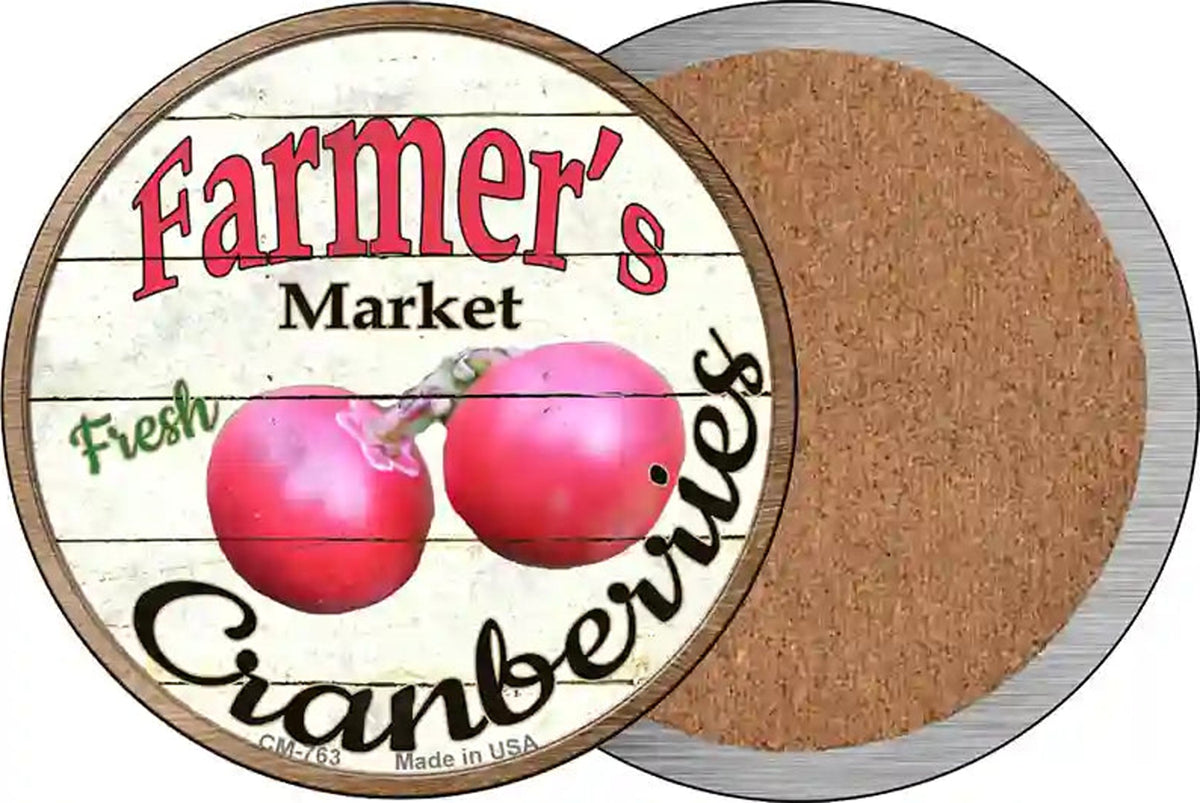Farmers Market Cranberries Novelty Circle Coaster Set of 4
