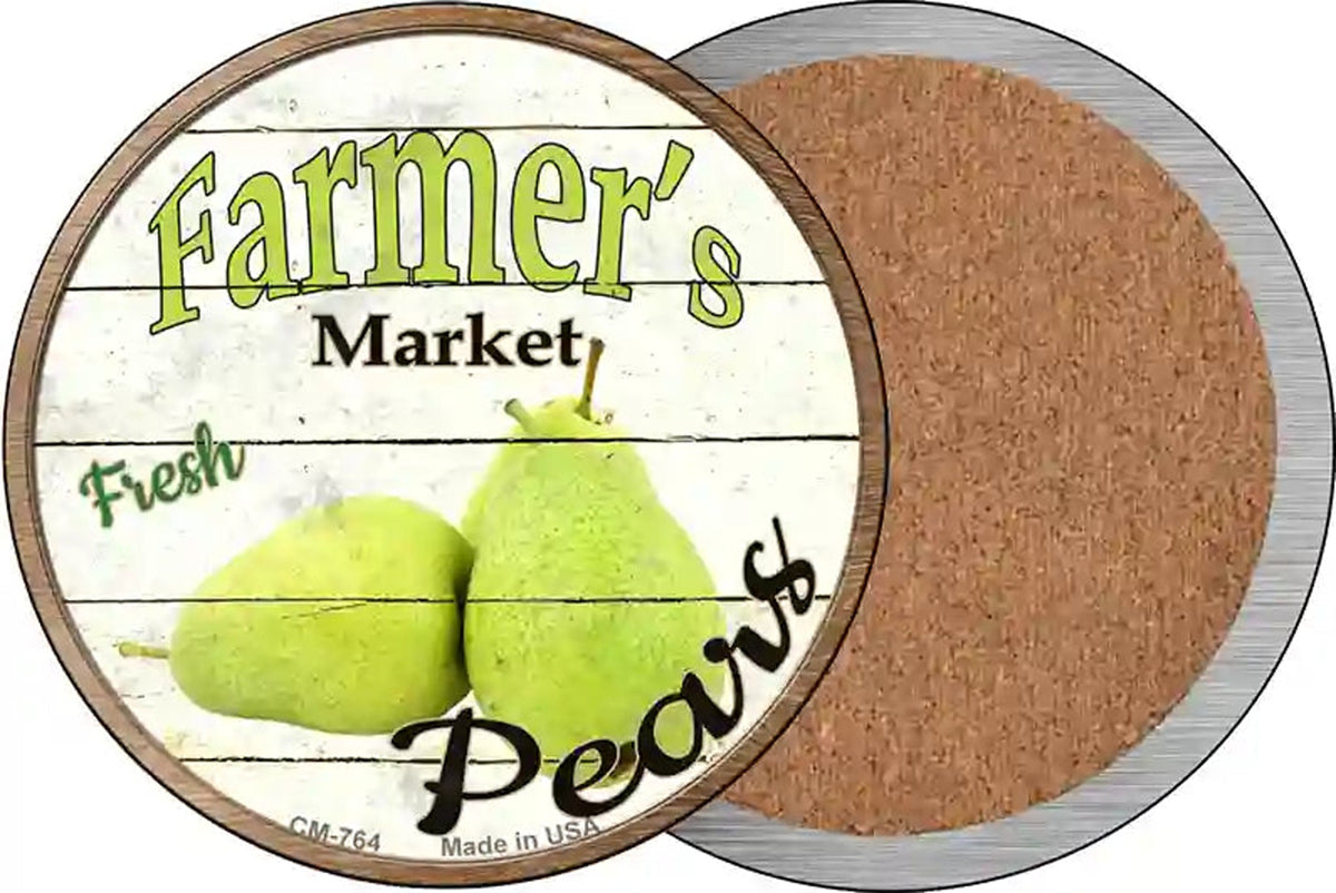 Farmers Market Pears Novelty Circle Coaster Set of 4