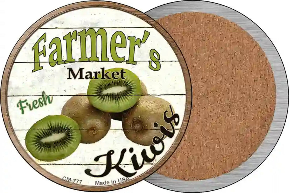 Farmers Market Kiwis Novelty Circle Coaster Set of 4