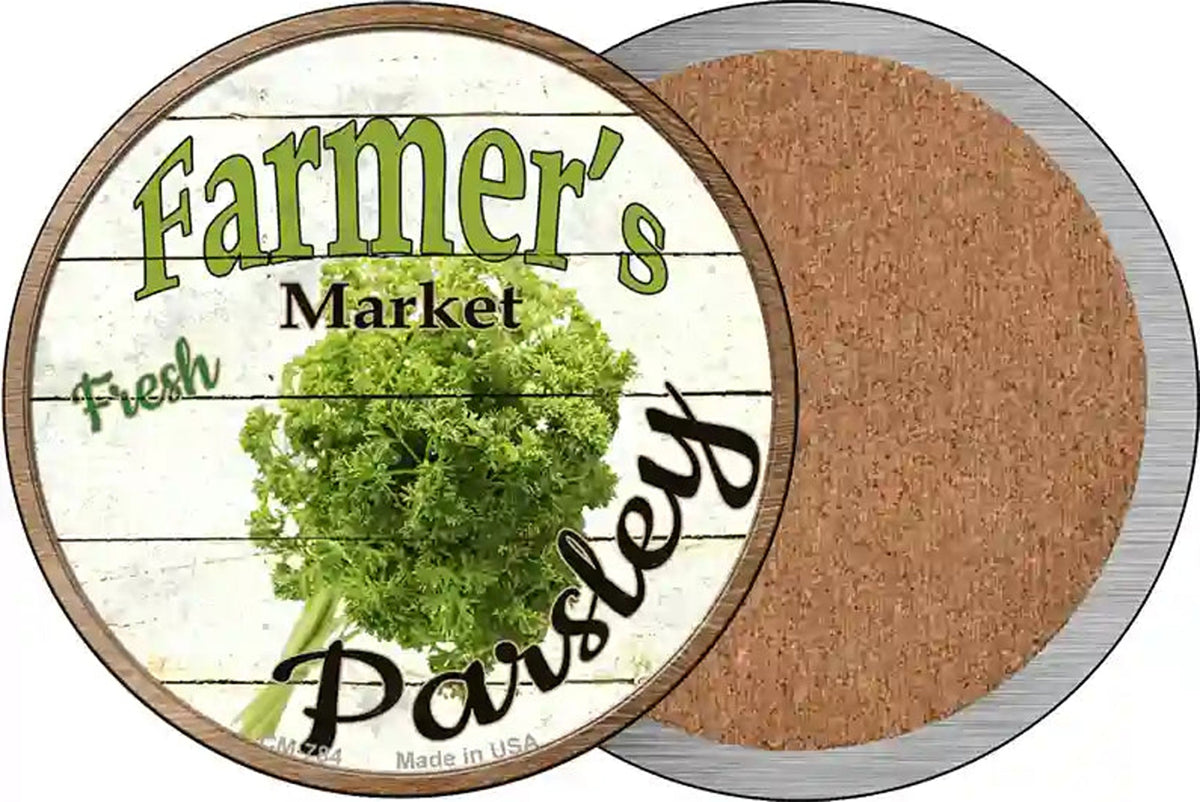 Farmers Market Parsley Novelty Circle Coaster Set of 4