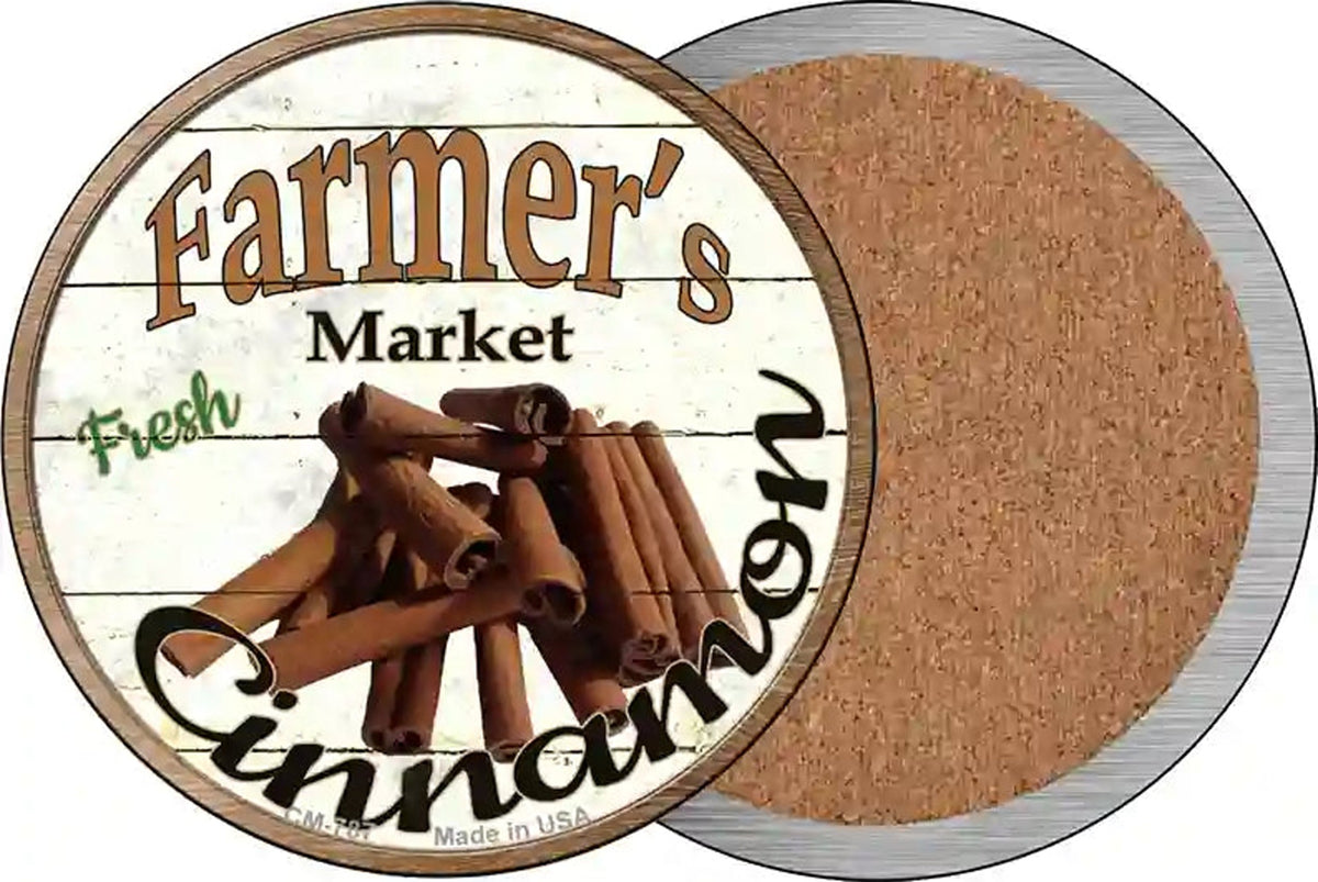 Farmers Market Cinnamon Novelty Circle Coaster Set of 4