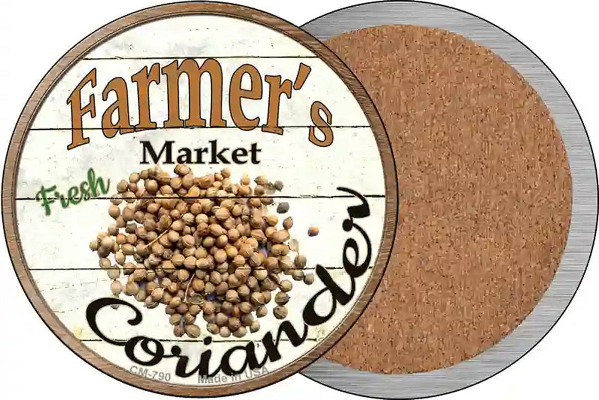 Farmers Market Coriander Novelty Circle Coaster Set of 4