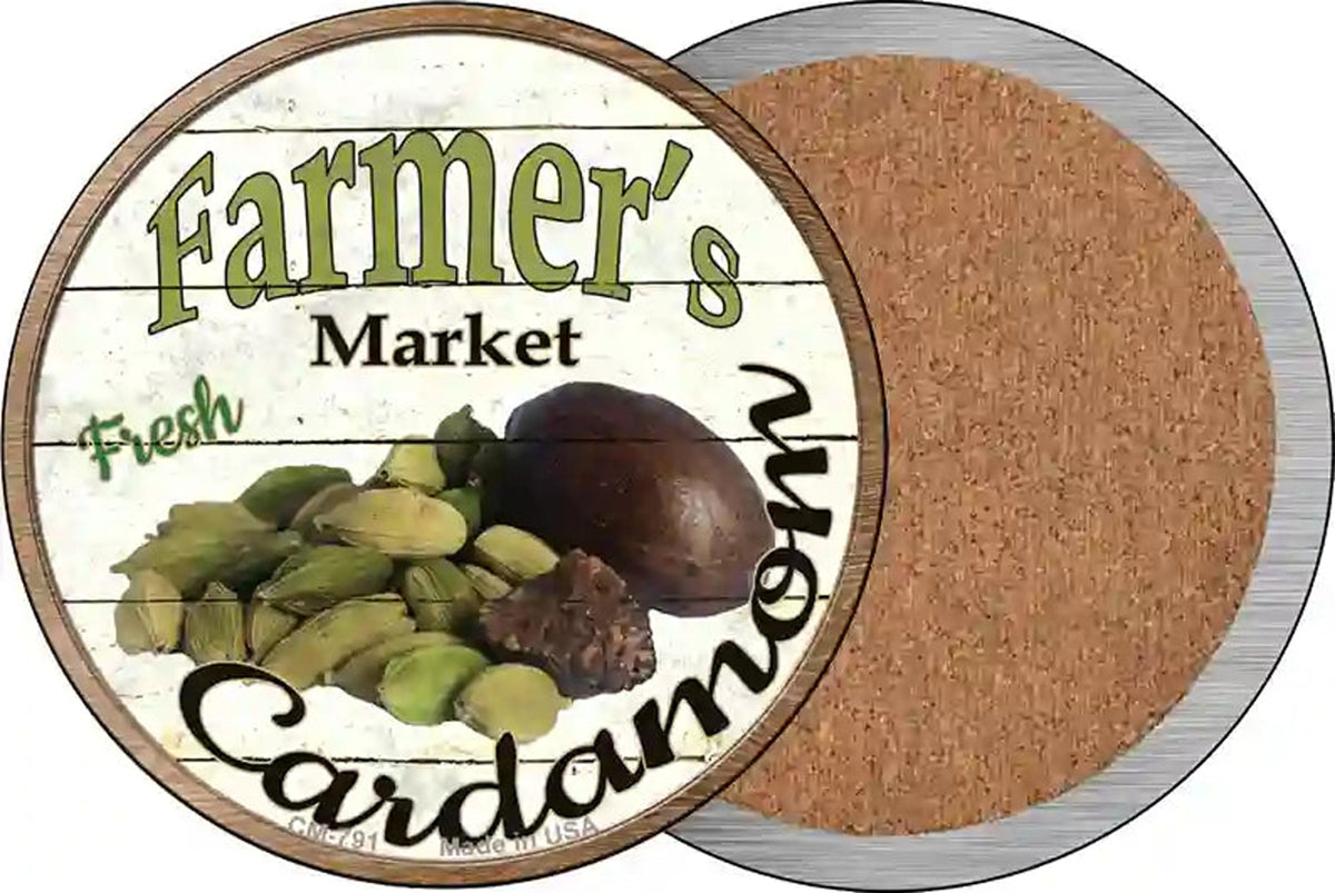 Farmers Market Cardamon Novelty Circle Coaster Set of 4