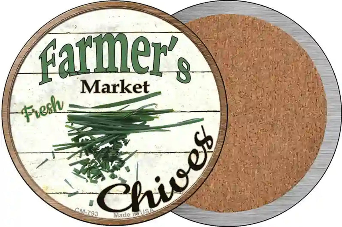 Farmers Market Chives Novelty Circle Coaster Set of 4