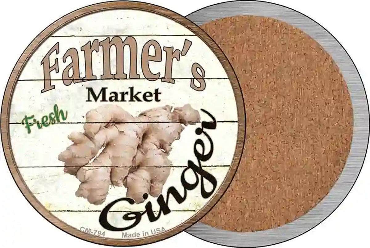 Farmers Market Ginger Novelty Circle Coaster Set of 4
