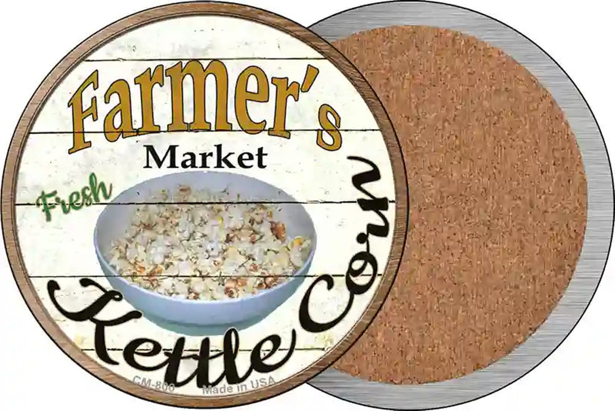 Farmers Market Kettle Corn Novelty Circle Coaster Set of 4