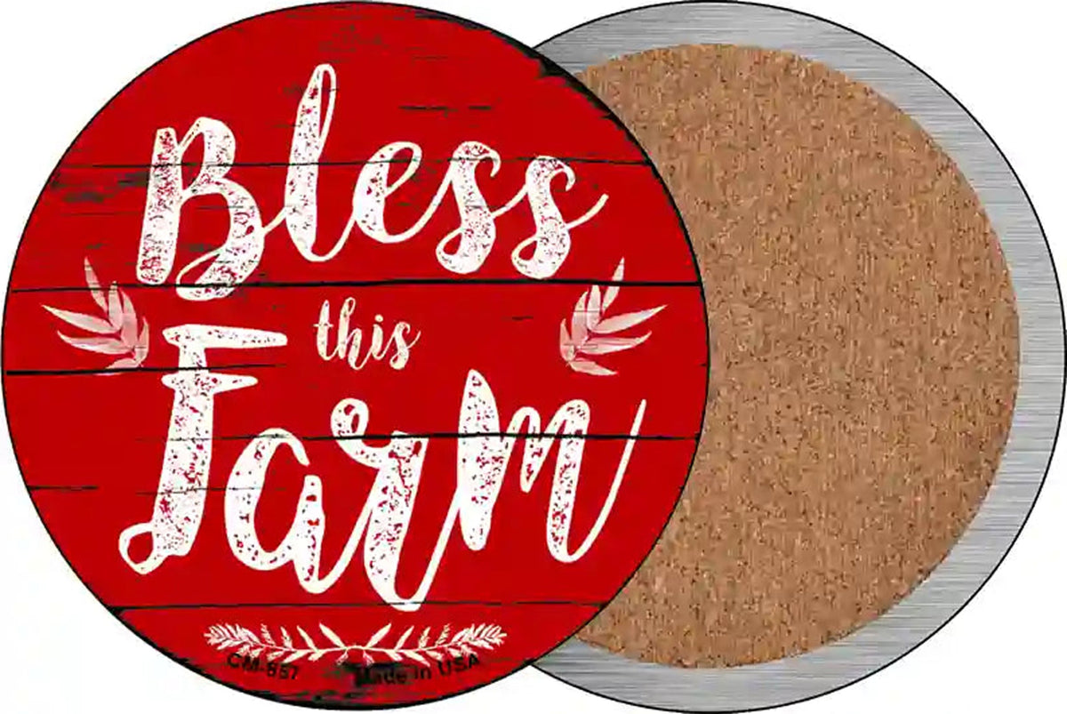 Bless This Farm Novelty Circle Coaster Set of 4