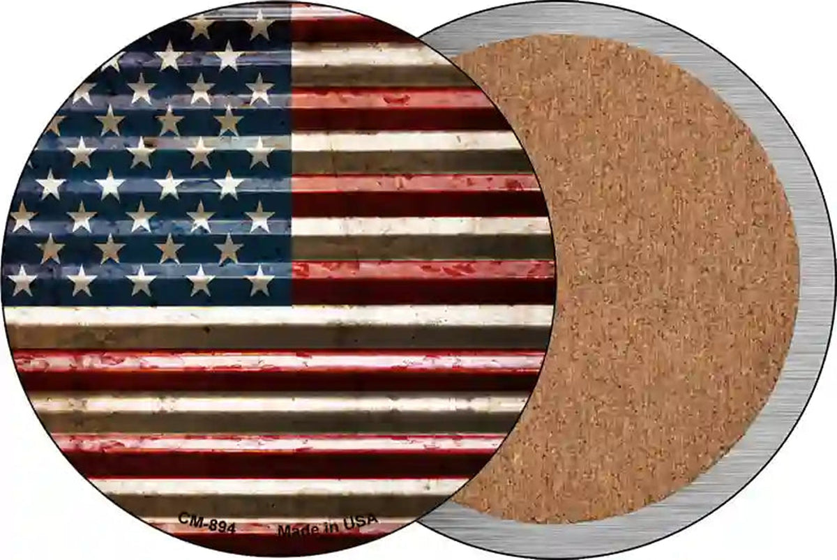 American Flag Novelty Circle Coaster Set of 4