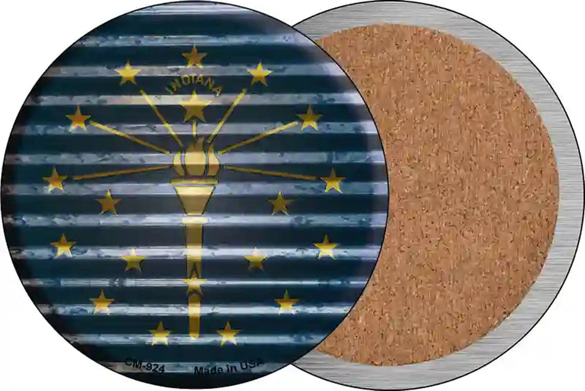 Indiana Flag Corrugated Effect Novelty Circle Coaster Set of 4