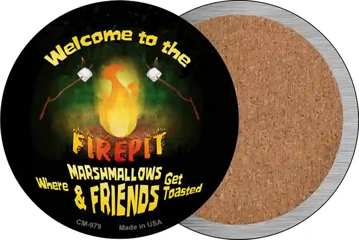 Welcome to the Firepit Novelty Circle Coaster Set of 4