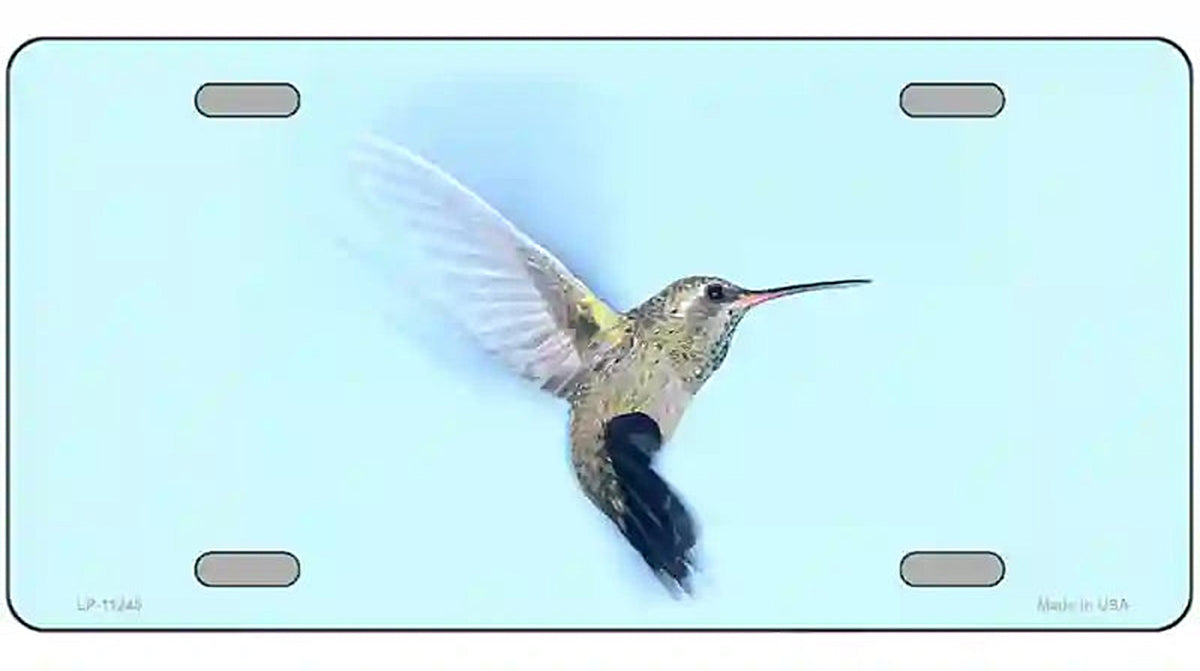 Hummingbird In Flight, Blue Novelty Metal License Plate