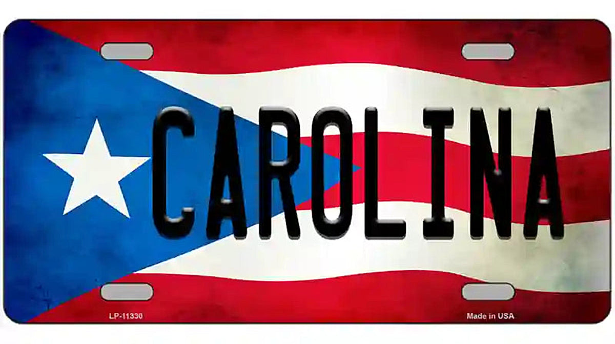 Carolina Puerto Rico Flag License Plate Metal Novelty