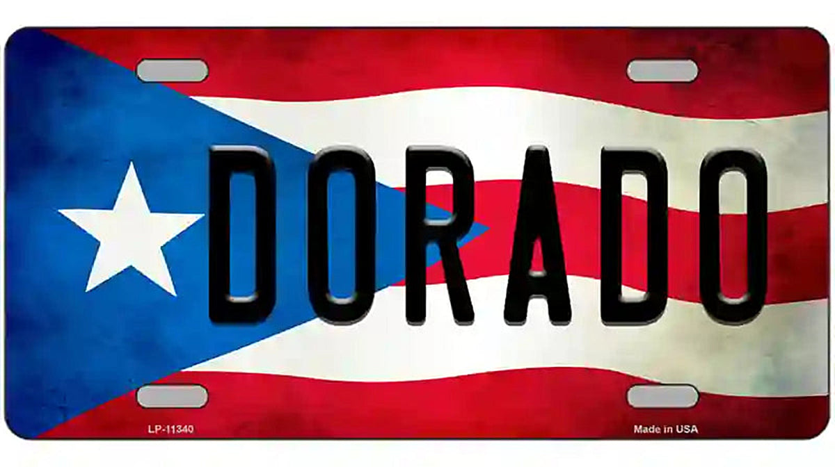 Dorado Puerto Rico Flag License Plate Metal Novelty