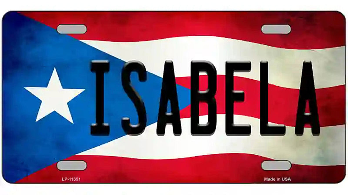 Isabela Puerto Rico Flag License Plate Metal Novelty