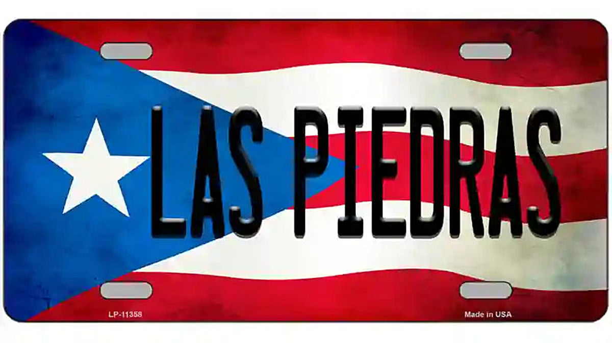 Las Piedras Puerto Rico Flag License Plate Metal Novelty