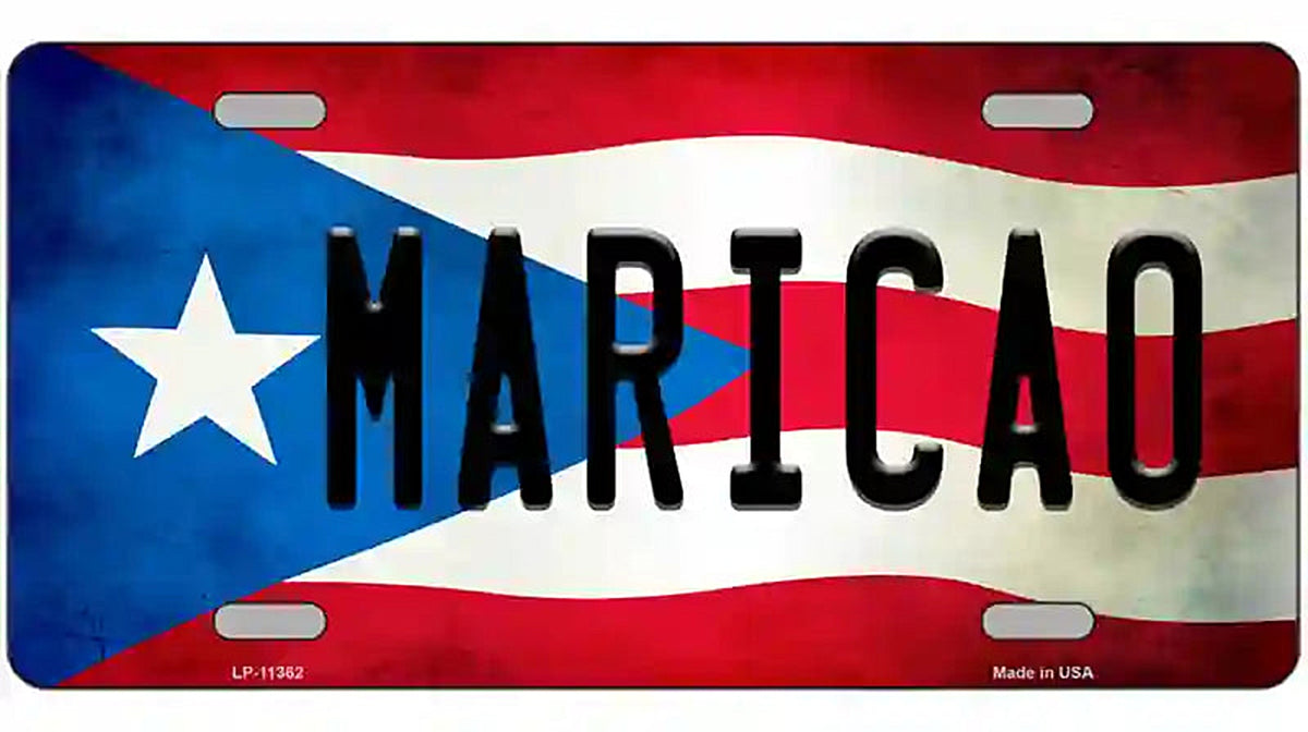 Maricao Puerto Rico Flag License Plate Metal Novelty