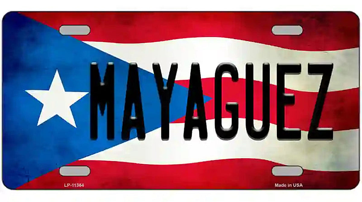 Mayaguez Puerto Rico Flag License Plate Metal Novelty