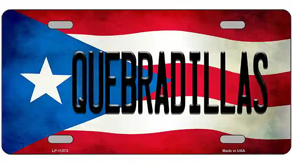 Quebradillas Puerto Rico Flag License Plate Metal Novelty