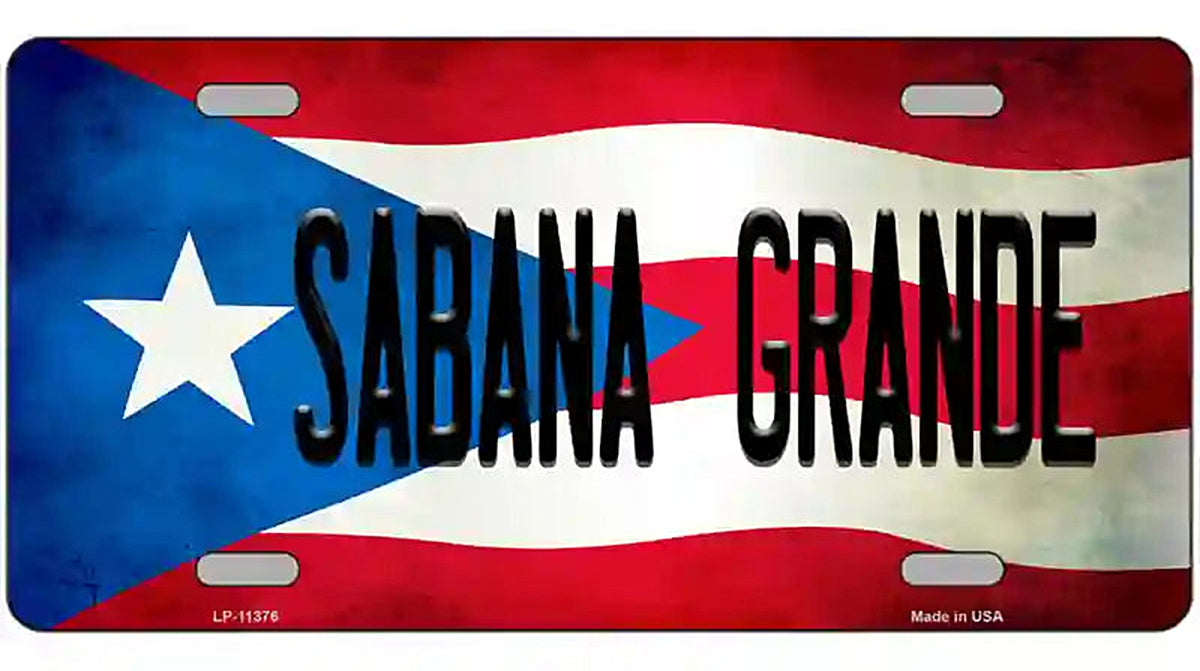 Sabana Grande Puerto Rico Flag License Plate Metal Novelty